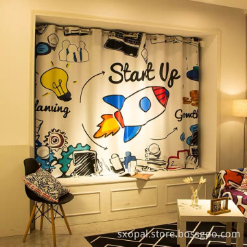 Rocket Print Pattern Curtains For Children's Rooms